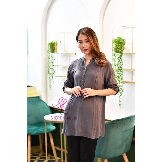 Blus Polos Abu Tua - Blouse Polos Rayon -Deep Grey - Fathin Basic - Blus Adem - SHOPIE Hijabstyle-8
