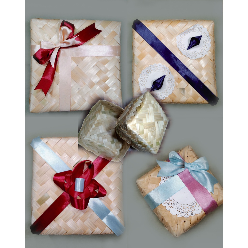 

Termurah, Besek Bambu Hias 20x20, besek hampers bambu