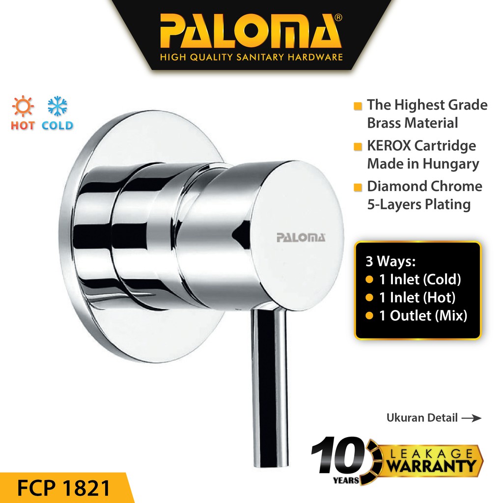 PALOMA FCP 1821 Keran Mixer 3 Lubang Tanam Dinding Tembok Kran Air