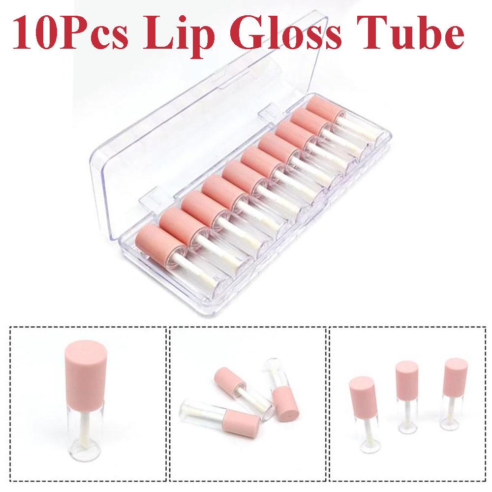 Tabung Lip Gloss Agustina Portable 10pcs/set Travel Pink Lip Balm Wadah Kosmetik Botol Isi Ulang