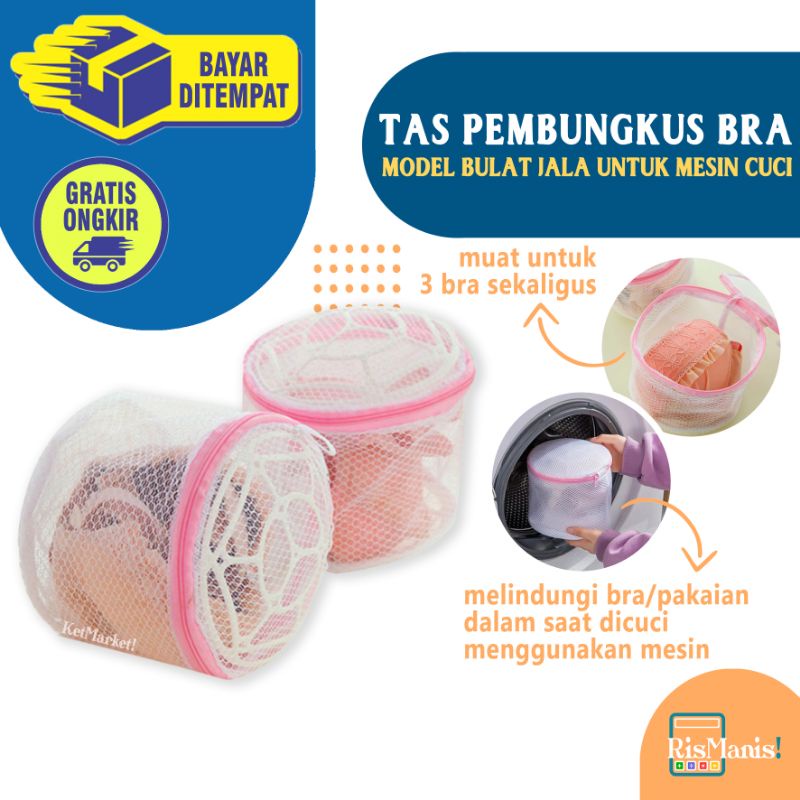 BRA LAUNDRY ROUNDED BAG - Tas Jala Bulat Keranjang Cucian Pembungkus Bra Kantong Jaring Pelindung BH Kutang Pakaian Dalam CD Pencucian Mesin Cuci Anti Rusak Bebas Lecek