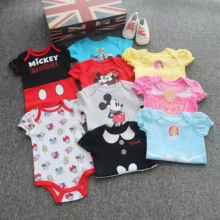 BAJU BAYI JUMPER ROMPER NEWBORN MICKEY MINNIE MOUSE PIYAMA IMPOR