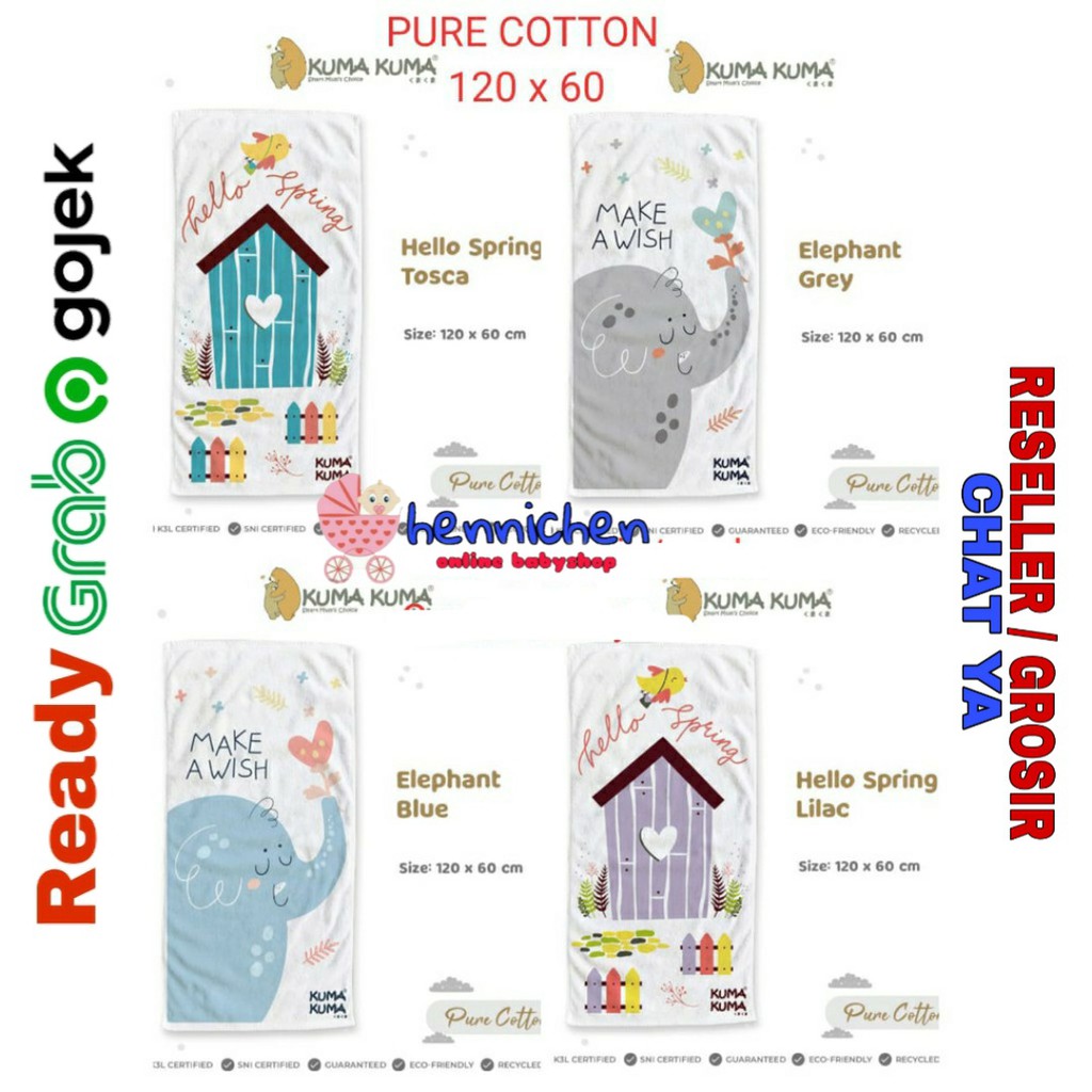 Kuma Kuma Pure Cotton Towel Handuk Bayi Handuk anak 60cm x 120cm / 100cm x 50cm