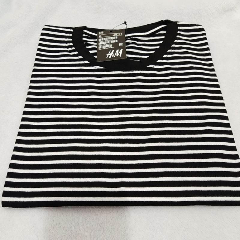 kaos stripe salur tangan pendek cowok cewek