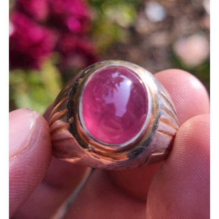 Cincin Batu Permata NATURAL STAR RUBY CORUNDUM Asli batu bukan sintetis dyed bukan kaca bacan yaman 