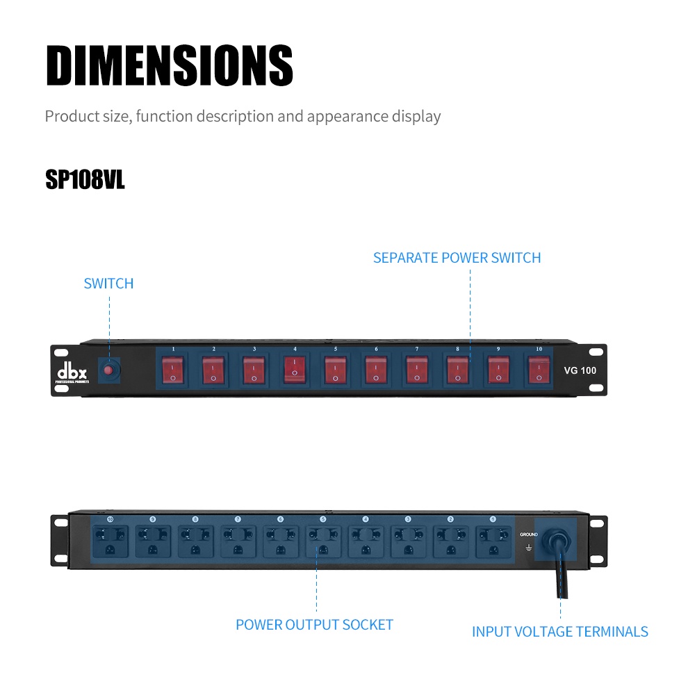 DBX VG-100 10-Saluran Filter Induk dan Peredam Kebisingan Stopkontak Listrik Urutan Pengalihan Independen Kontrol Daya Perangkat Perlindungan Perlindungan Mixer Papan Daya Antarmuka Audio Urutan Daya