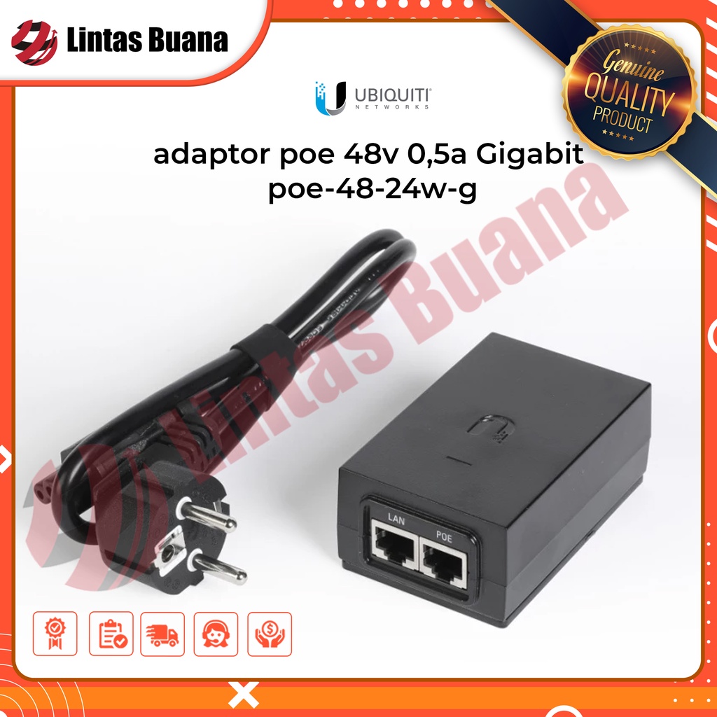 Adaptor Gigabit UBNT Ubiquiti POE 48 Volt 0.5 Ampere 24 Watt POE48-24W-G
