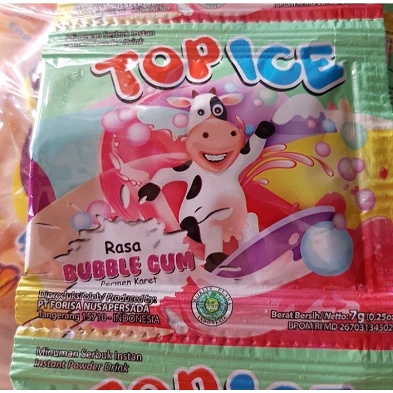 

Serbuk Minuman Instan Top Ice Rasa Bubble Gum Segar Eceran Kemasan 8 gr