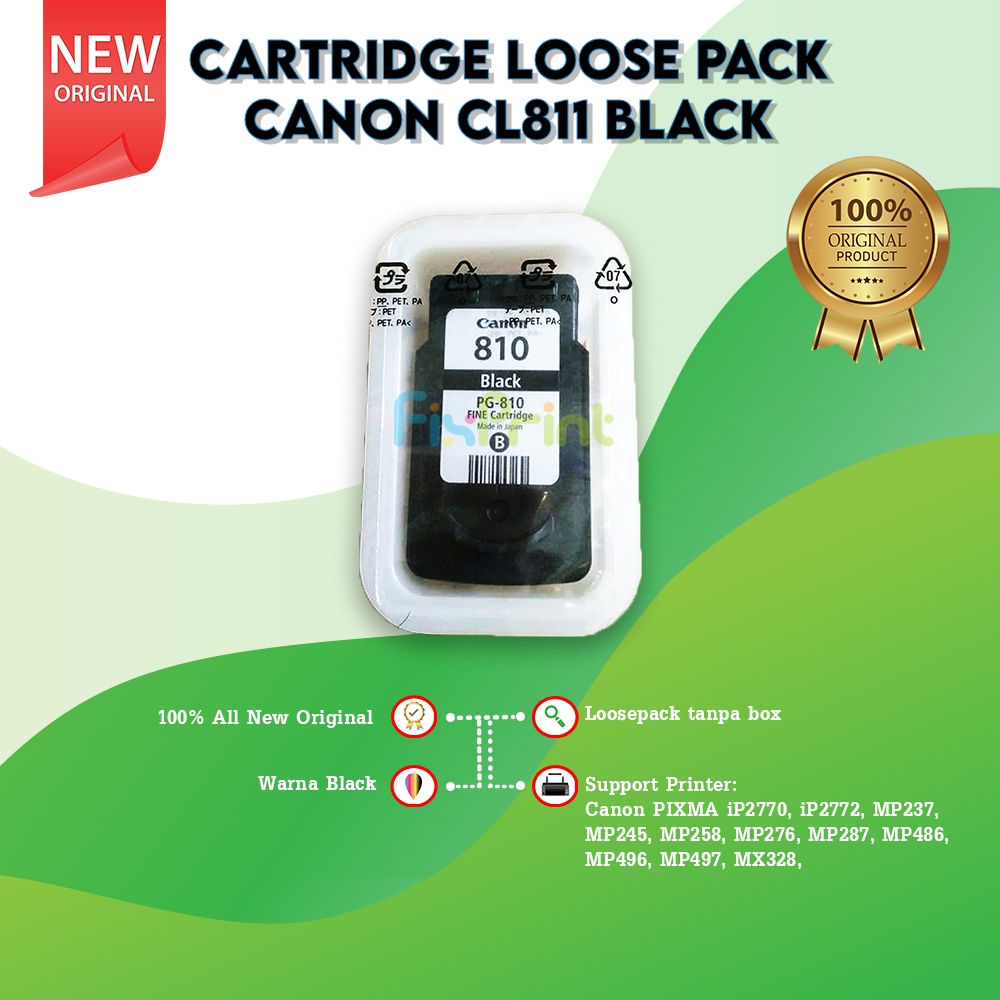 Cartridge Loose Pack Original Canon PG-810 PG810 CL811 Color Tanpa Box