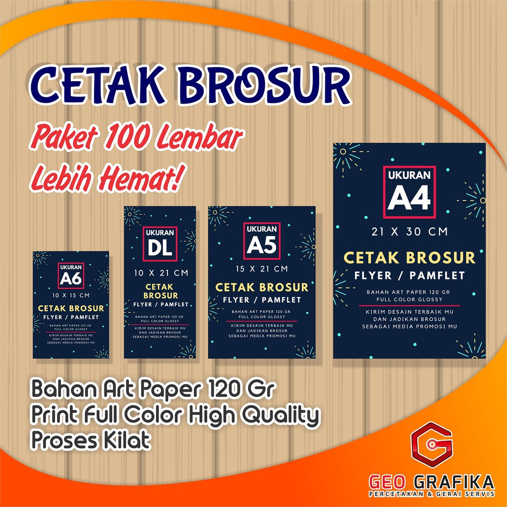 Cetak Brosur Flyer Leaflet Pamflet Paket 100 Lembar Art Paper 150 Gr Full Color Shopee Indonesia