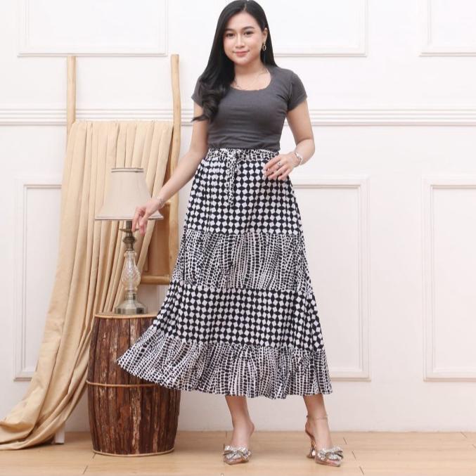 codeu1U5g--(1KG = 3pcs) ROK MUSLIM JERSEY BUNGA MAYUNG - ROK MOTIF SIMPLE PANJANG MURAH maxi skirt j