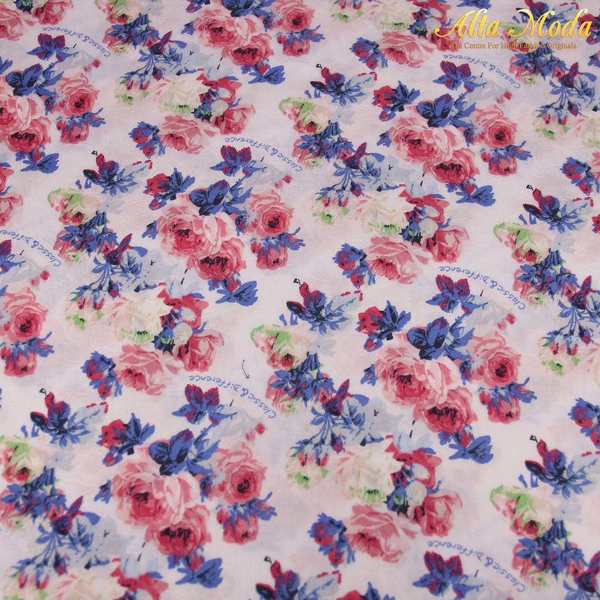 

Alta Moda Saten Jacquard Putih Motif Kembang Pink Biru (1M)