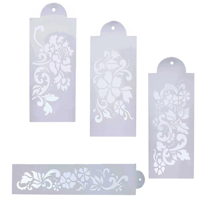 

INDORETAIL | 4 Pcs Bunga Bantuan Berbentuk Reusable Stensil untuk diy scrapbooking Album Airbrush