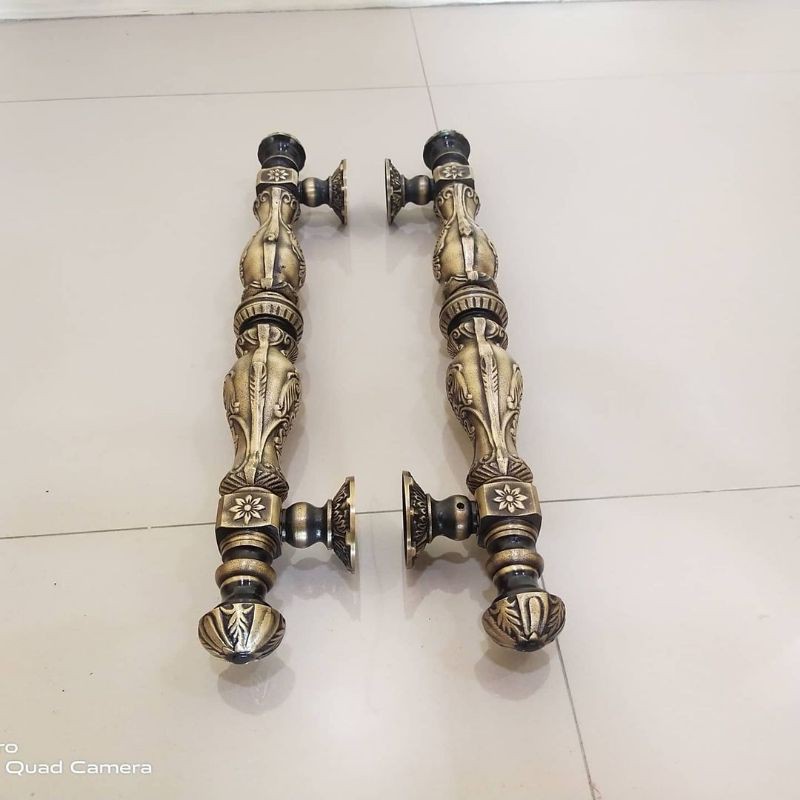 Handle pintu tarikan pintu rumah kuningan motif barongsai baut tembus