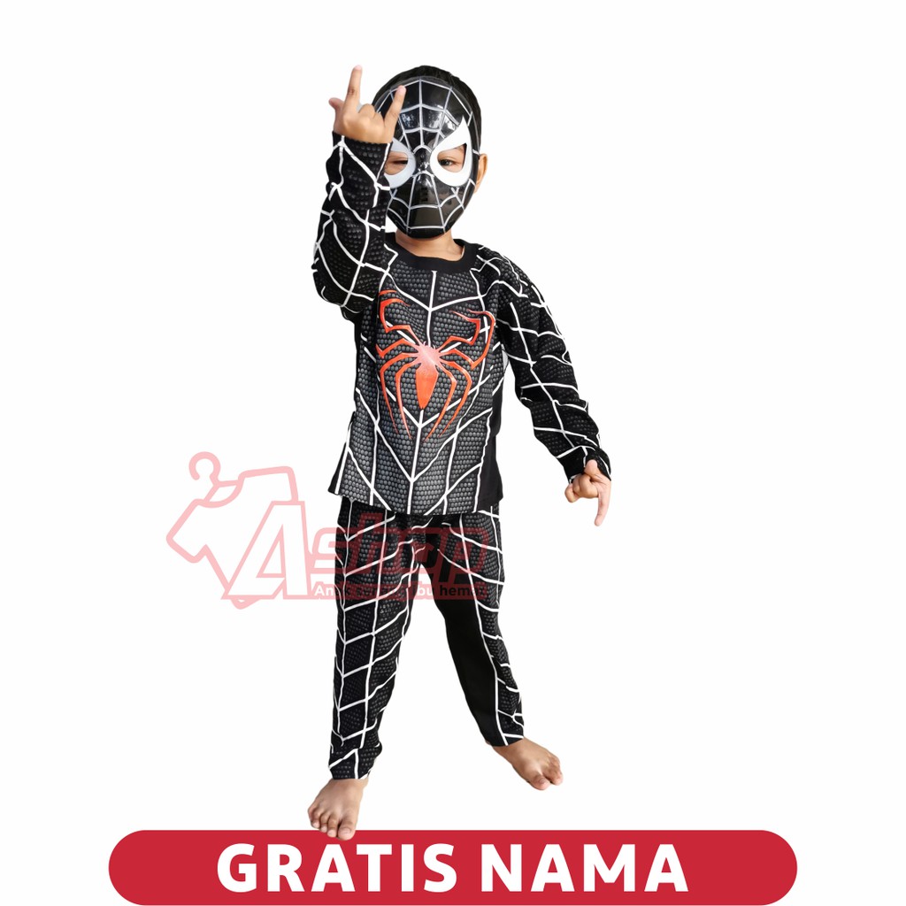 Kostum Spiderman Hitam Bertopeng