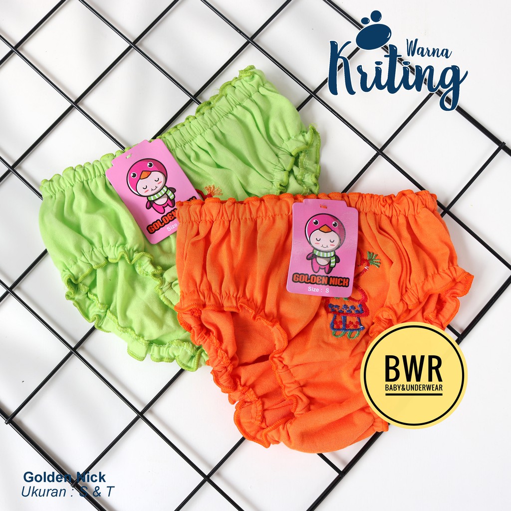 CD Golden Nick Anak WARNA KRITING | Celana Dalam Anak Cewek Perempuan Kids - Bwr