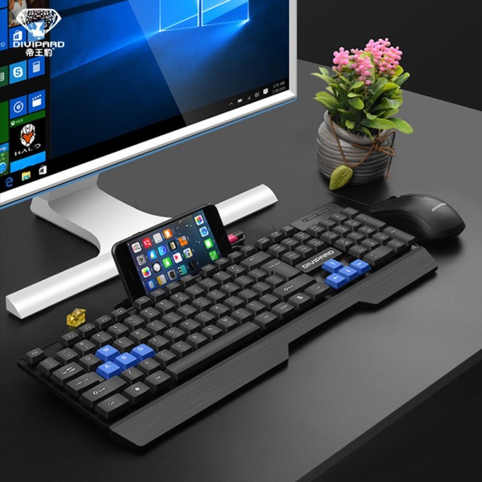 Bundle Keyboard Mouse Combo Kabel USB 2.0 Divipard  MK350 Anti Air Docking