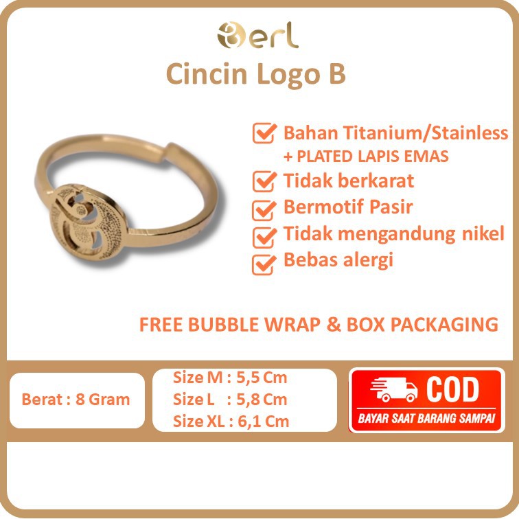 Cincin Logo B B ERL Aksesoris Cincin Elegan Cincin Cantik Perhiasan