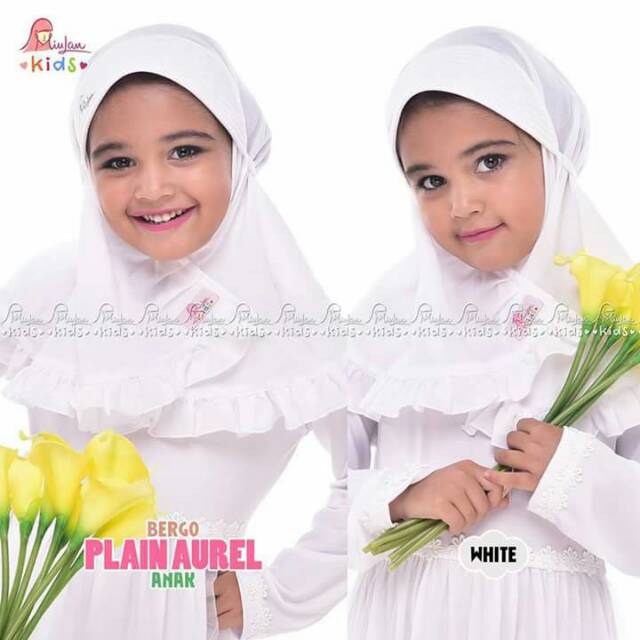 Jilbab Anak Miulan Kids Jilbab Sekolah Putih Choco  Jilbab Tali Jilbab Anak TK SD Jilbab KidsSimple