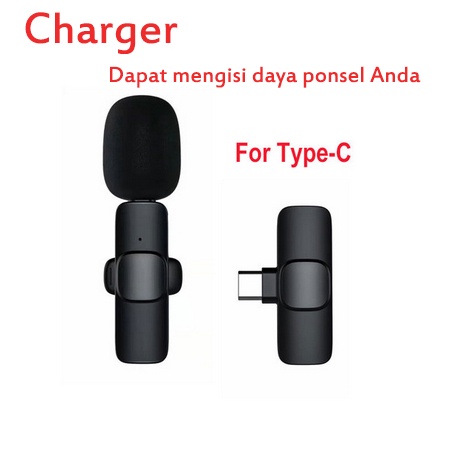 Wireless Lavalier Microphone Portable Audio Video Recording Mic For IPhone Android Live Game Mobile Phone Camera / Mic Wireless Hp Vlog Youtuber Portable Mic for Iphone and Android Smartphone Condenser-M21 Charger TYPE-C