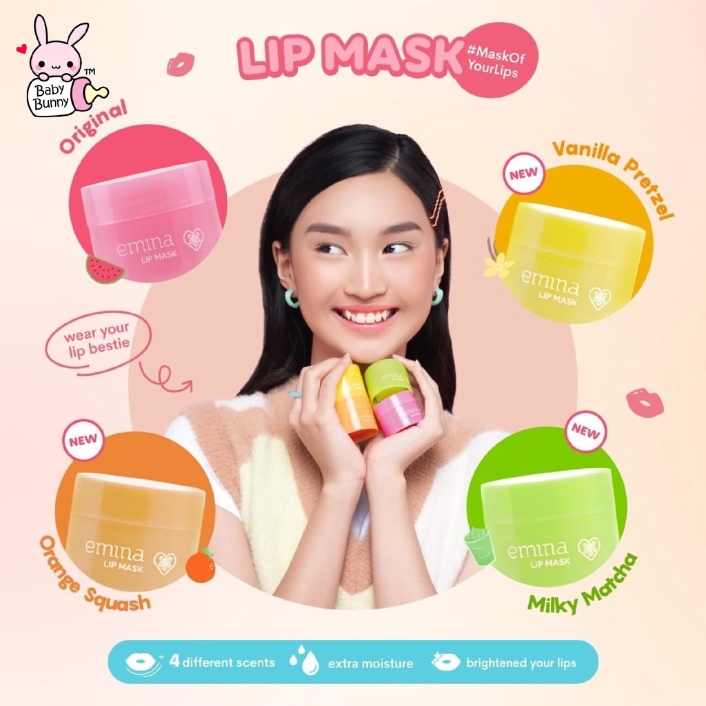 ❤ BELIA ❤ Emina Lip Mask Sleeping Mask &amp; Watercolor Lip Serum | Lip Mask | Lip Serum | Perawatan Bibir | BPOM