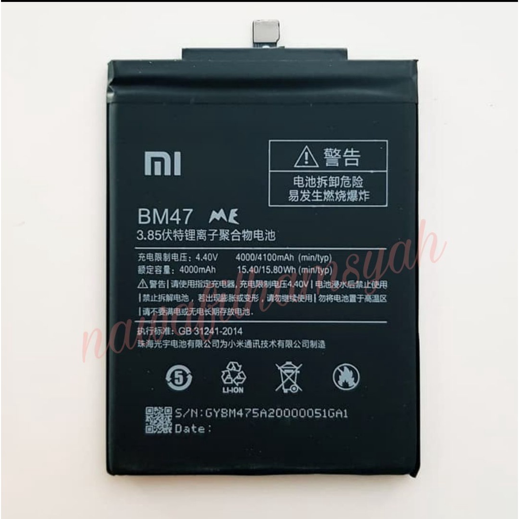 Baterai Xiaomi Redmi 3S Original BM47 Batre Batrai Xiaumi Xiomi