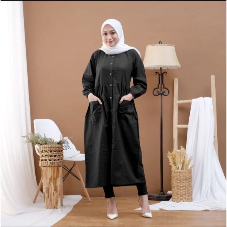 POCKU MIDI DRESS // DRESS WANITA BAHAN KATUN RAYON CASUAL