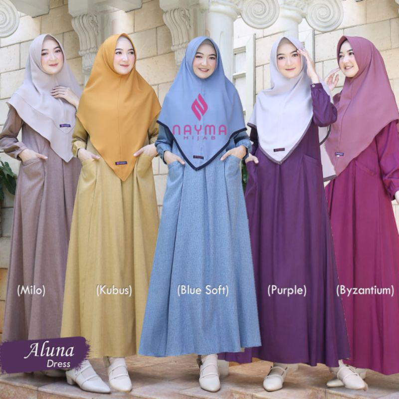ALUNA DRESS BY NAYMA HIJAB BAHAN KATUN MADINAH