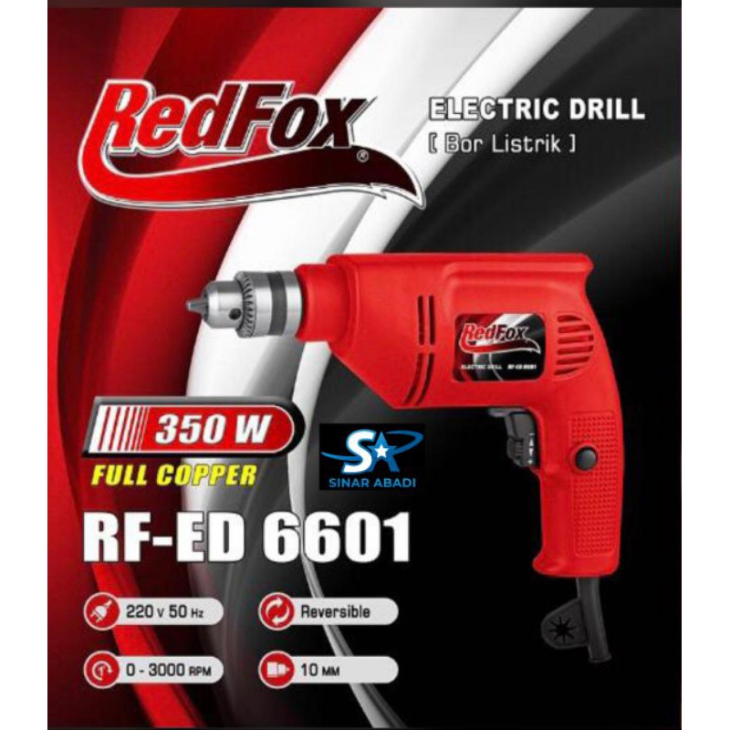 REDFOX RF-ED6601 MESIN BOR MURAH 10mm 10 mm ELECTRIC DRILL 10MM 350W