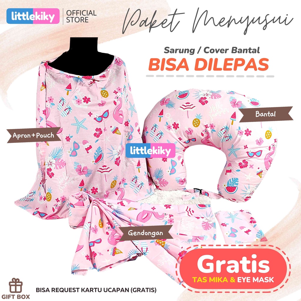 Paket Bantal Menyusui + Apron Menyusui + Gendongan Karakter / Kado Bayi