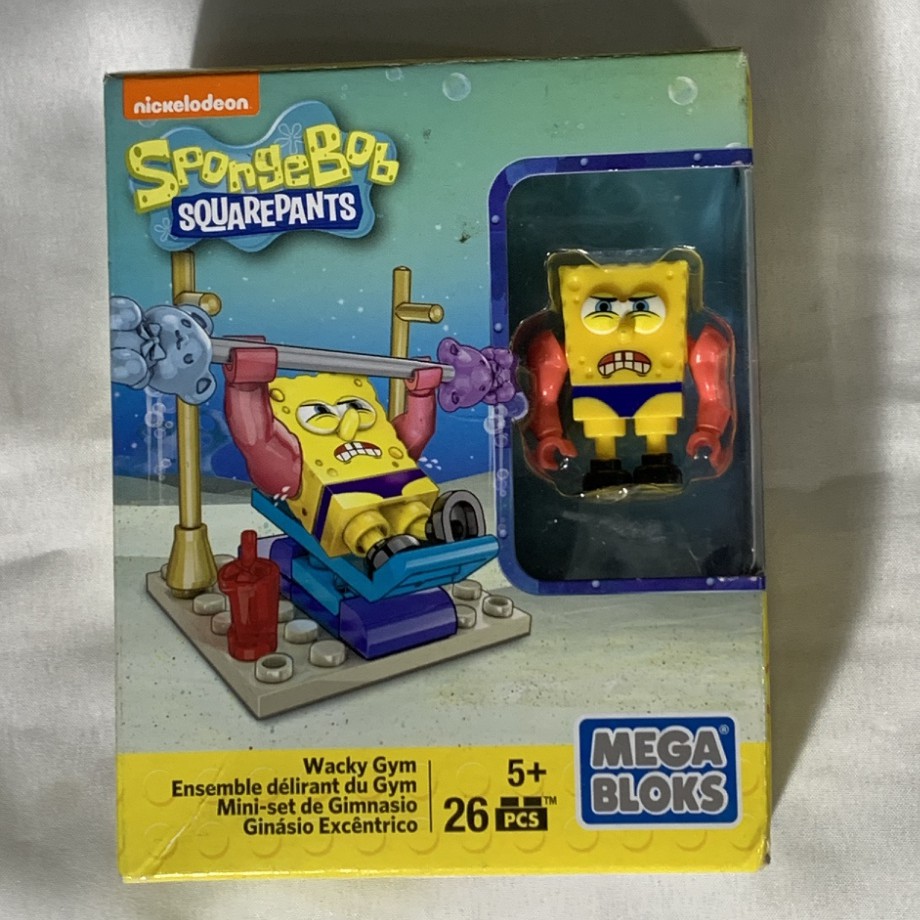 Sponge Bob Square Pants Wacky Gym Action Figure Lego Spongebob Mega Bloks Mattel Original SNI mainan