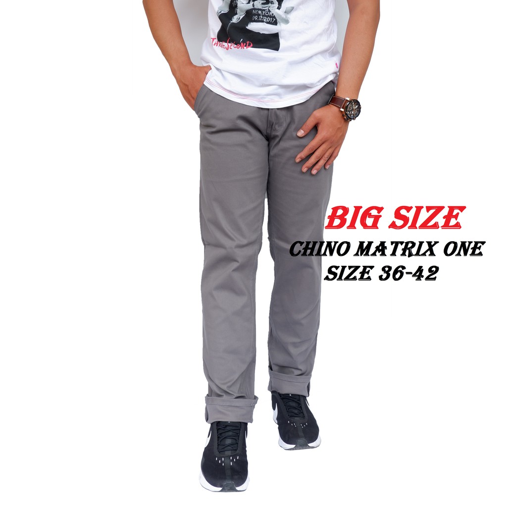  celana  chino big  size  36 44 slim fit pria  Shopee Indonesia