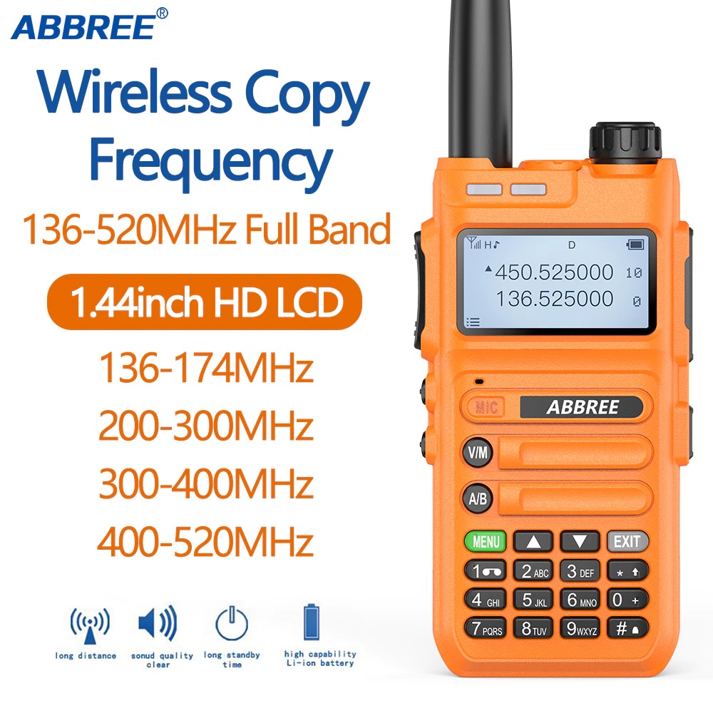 AKN88 - HT ABBREE AR-F5 Walkie Talkie Full Band 128CH Wireless Copy Frequency