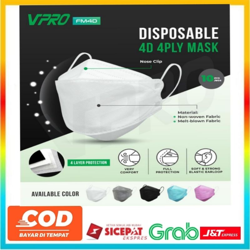 Jual Masker VPro 4D 4Play premium Kualitas bagus isi 10 pcs - bok