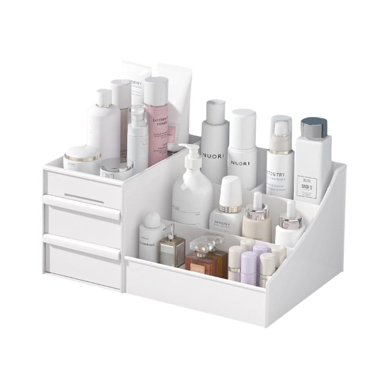 PUSAT17 RAK KOSMETIK DRAWER / KOTAK PENYIMPANAN MAKE UP COSMETIC STORAGE DRAWER BOX / KOTAK MAKEUP LACI RAK MAKEUP LACI-Putih