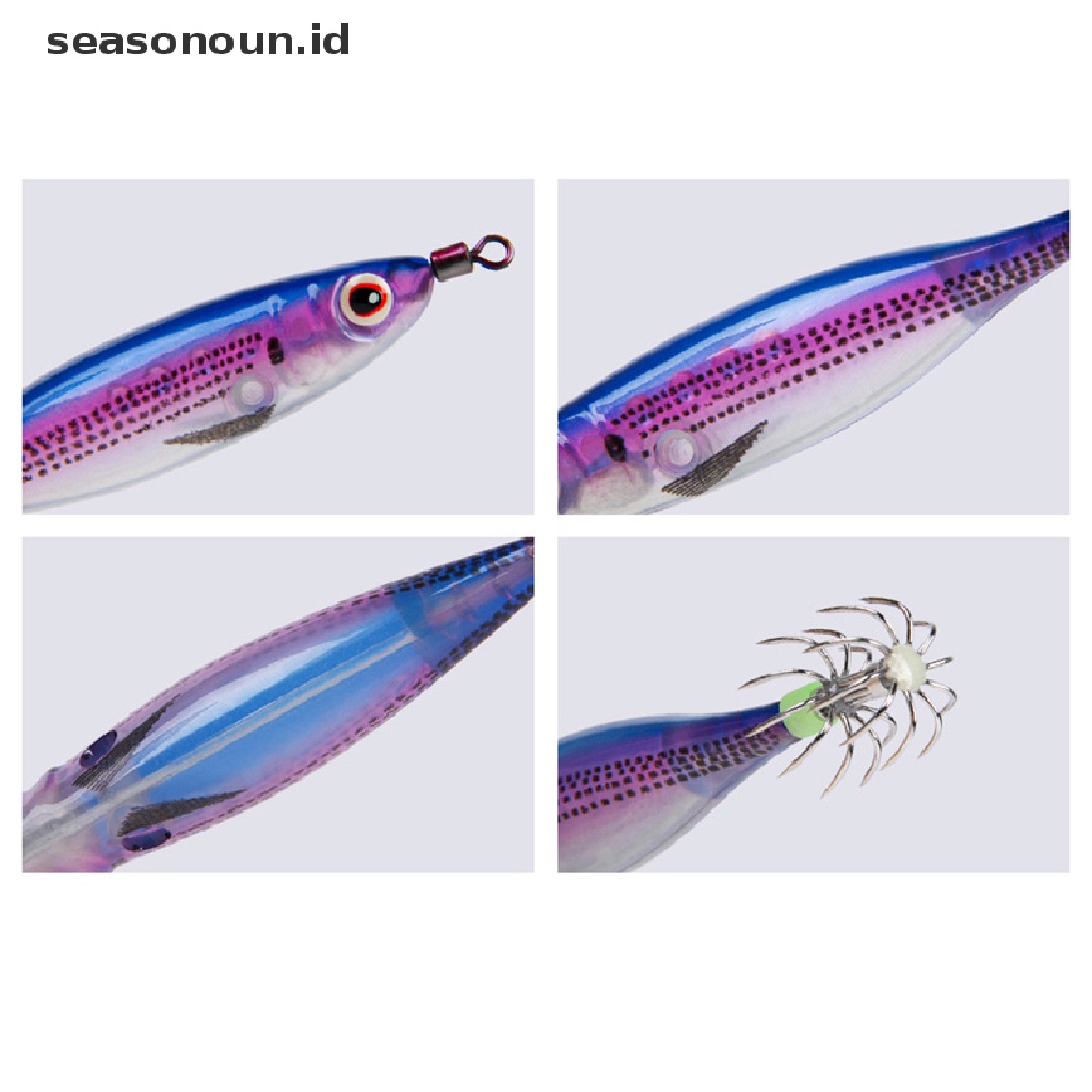 【seasonoun】 Floating Fishing Lure Squid 80/85mm Artificial Shrimp Luminous Fishing Baits .
