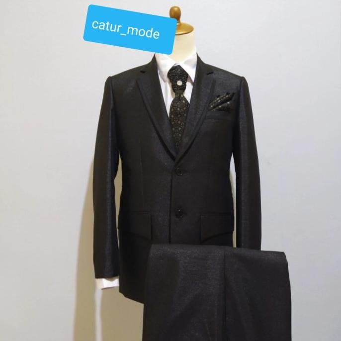 jas wedding pria hitam kilap