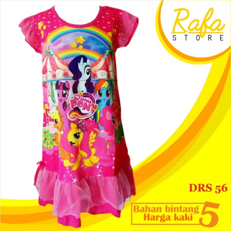 dress anak perempuan . daster anak karakter littlepony . pakaian anak cewek . baju anak wanita