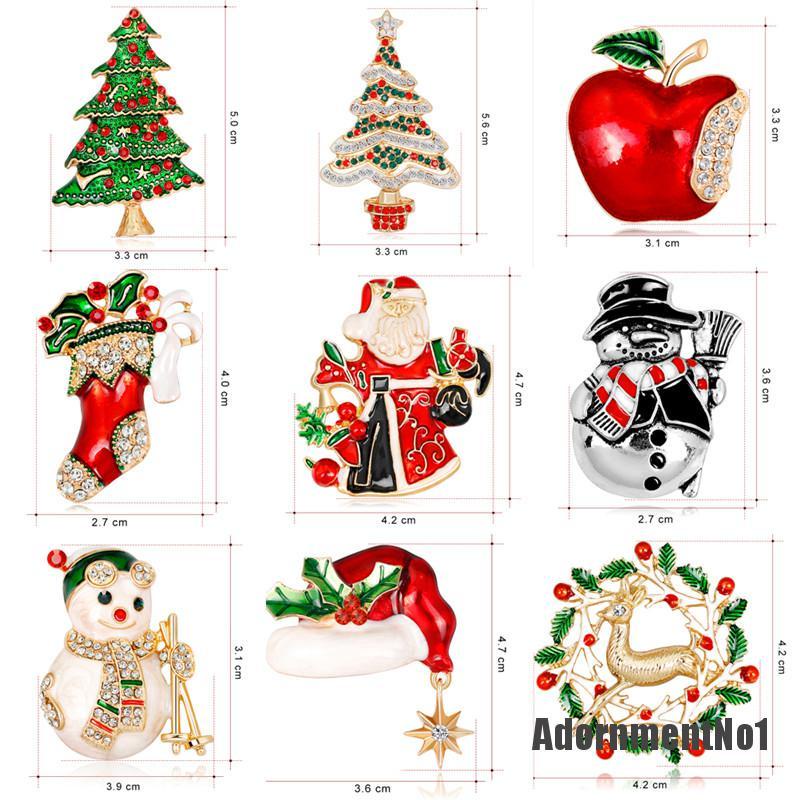 (Adornmentno1) Bros / Pin Enamel Bentuk Pohon Natal / Rusa / Snowman / Lonceng Untuk Aksesoris Wanita