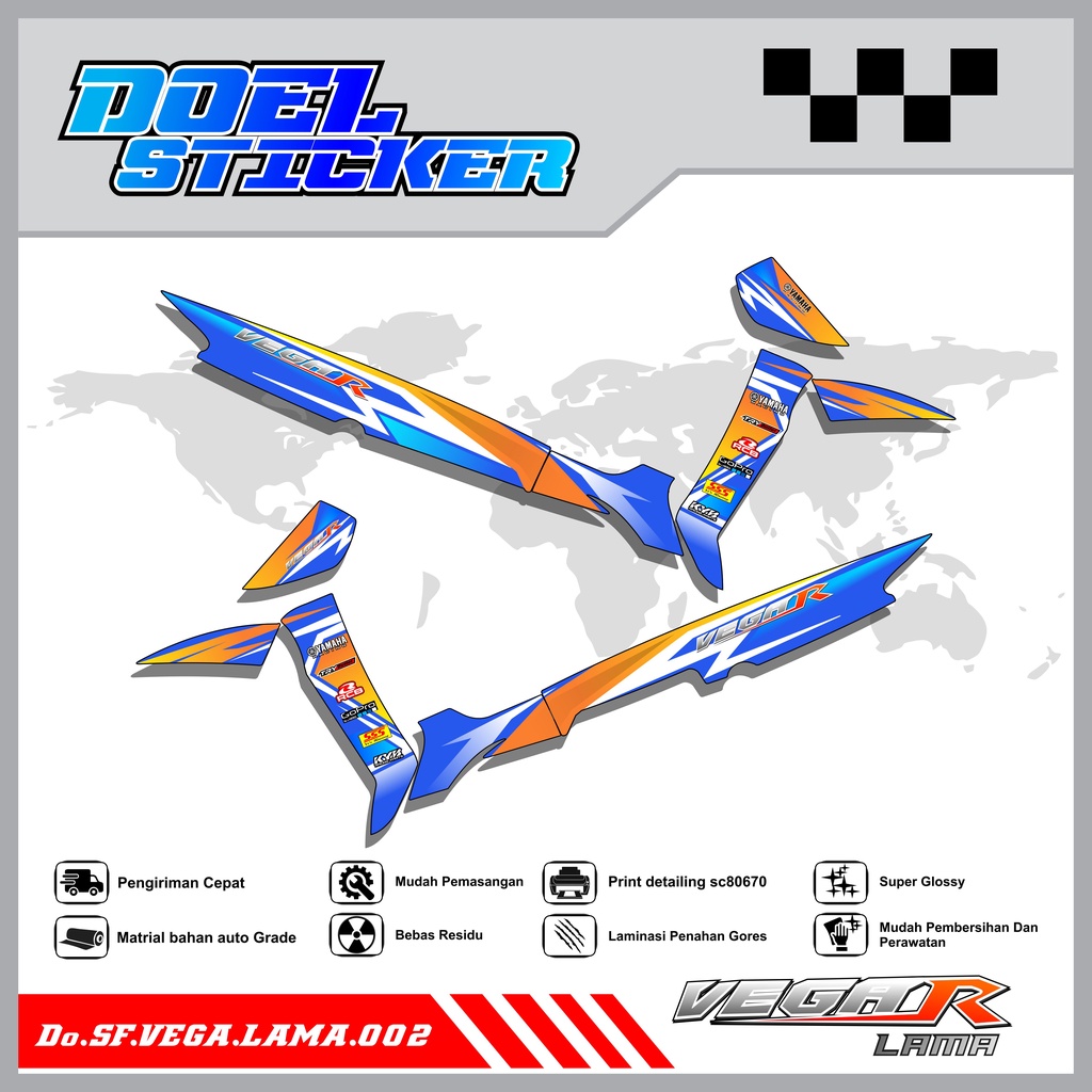 Sticker Striping Vega R Lama List Variasi Hologram , Crome Doel 002