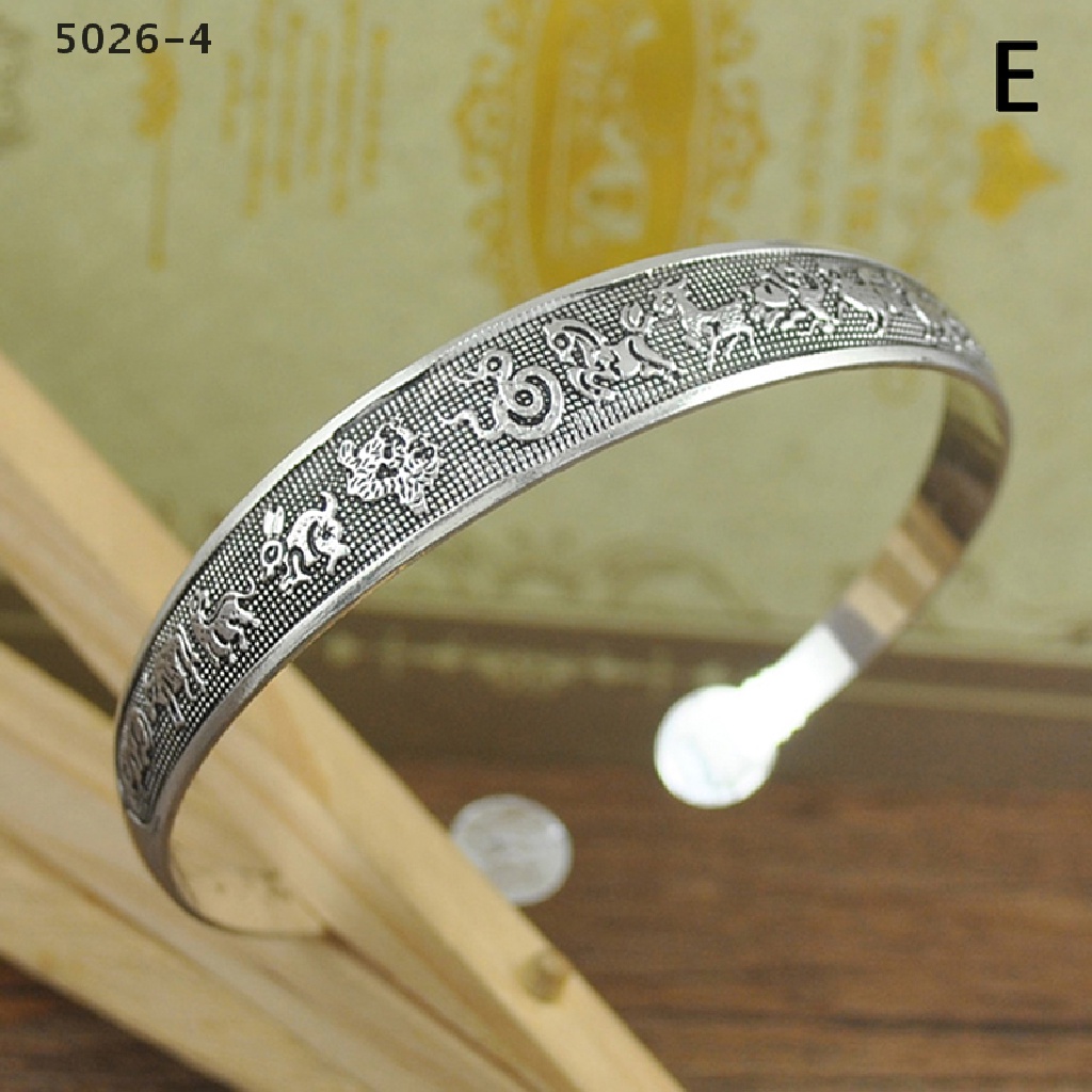 5026-4 Retro Opening  Bracelet Jewelry Vintage Tibetan Silver Totem Carved Bangle Cuff 5026-4