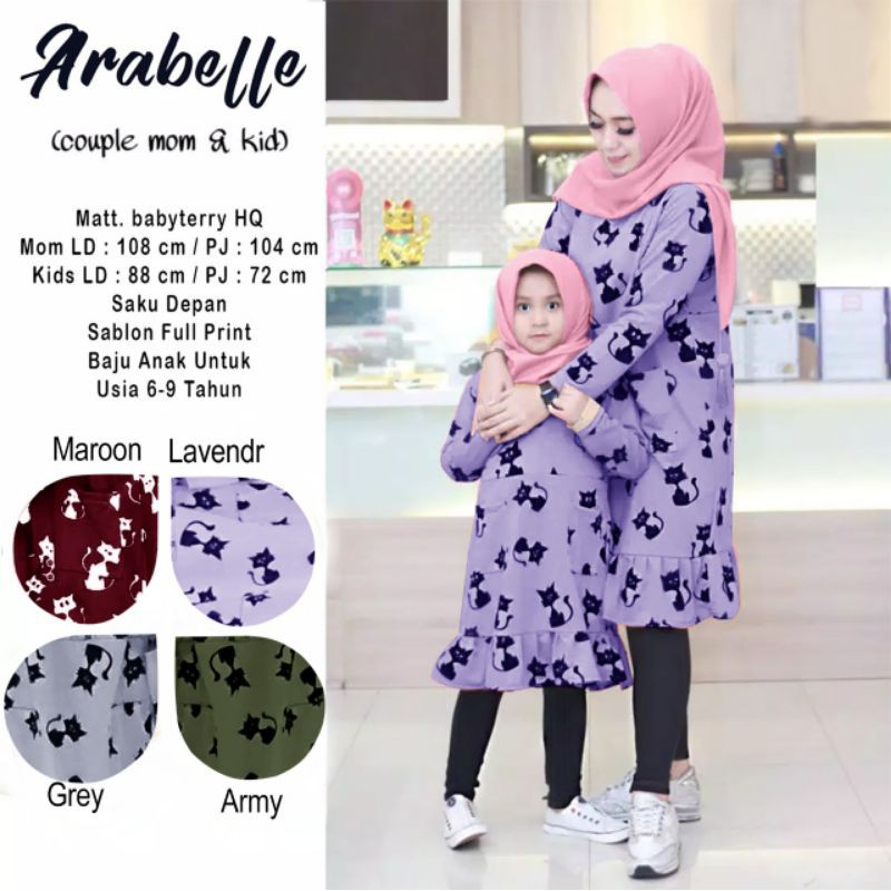 DOLPHIN CP IBU ANAK BLEKY / COUPLE IBU ANAK ARABELLE / MOM KID AREBELLE / COUPLE TUNIK IBU DAN ANAK