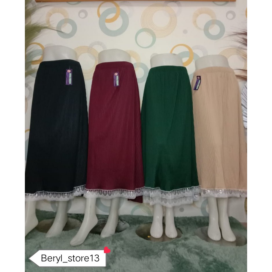 ROK PANJANG PLISKET RENDA HYGET PREMIUM IMPORT SUPER TEBAL MELAR XXL JUMBO