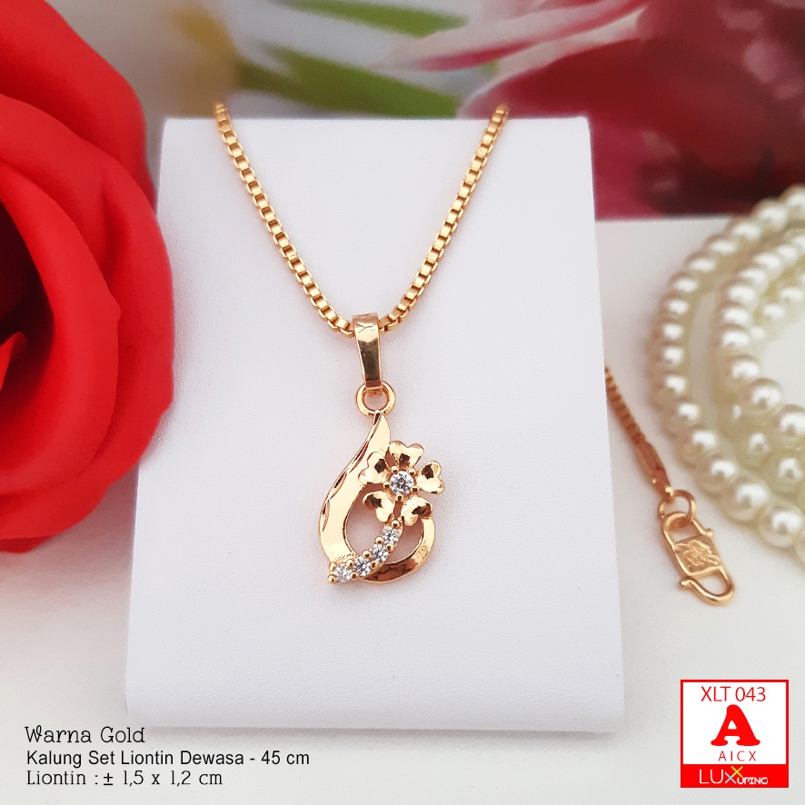 XLT 043 Kalung Set Liontin Mata Zirkon Perhiasan Lapis Emas 18K Aksesoris Xuping Panjang Luxx Xuping