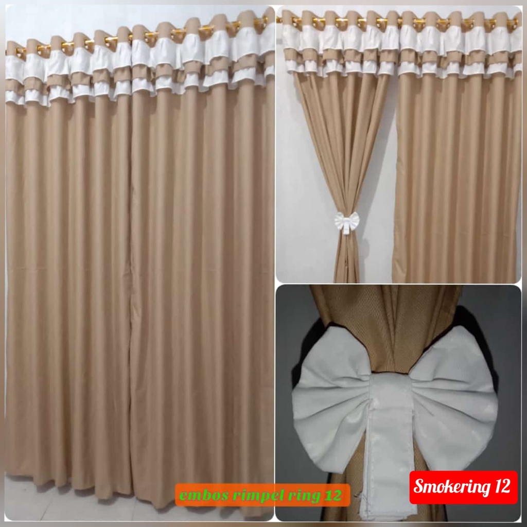 tirai pintu rumbai RUMBAI RIMPEL EMBOS CREM ring 12 gorden rimpel minimalis
