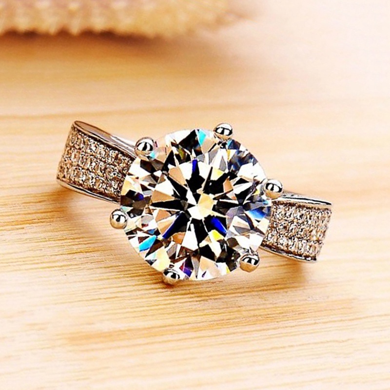 Cincin Kristal Cubic Zirconia Ukuran 12mm Untuk Wanita