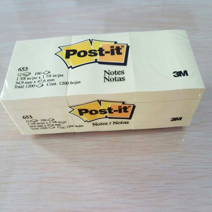 

Menakjubkan Post-It 653 Yellow 34,9Mmx47,6Mm (Isi 12 Pcs) Hemat