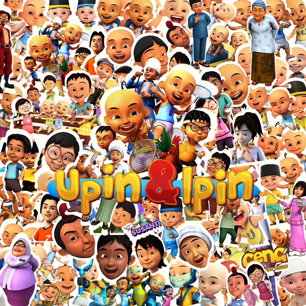 

Stiker Kartun upin ipin Sticker WaterProof Premium isi 13 pcs