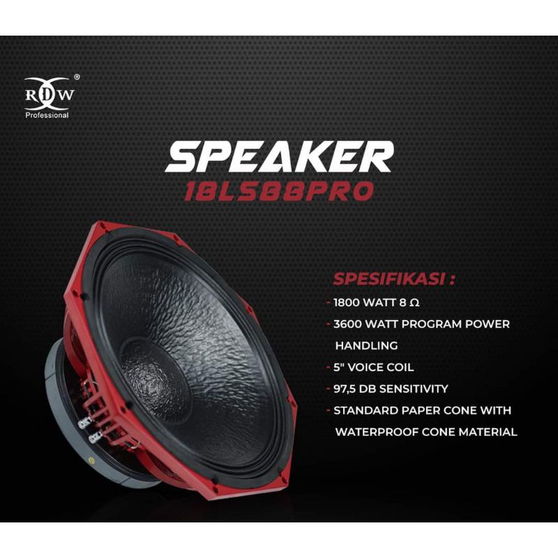 Komponen speaker RDW 18inch 18LS88PRO original ls 88 pro