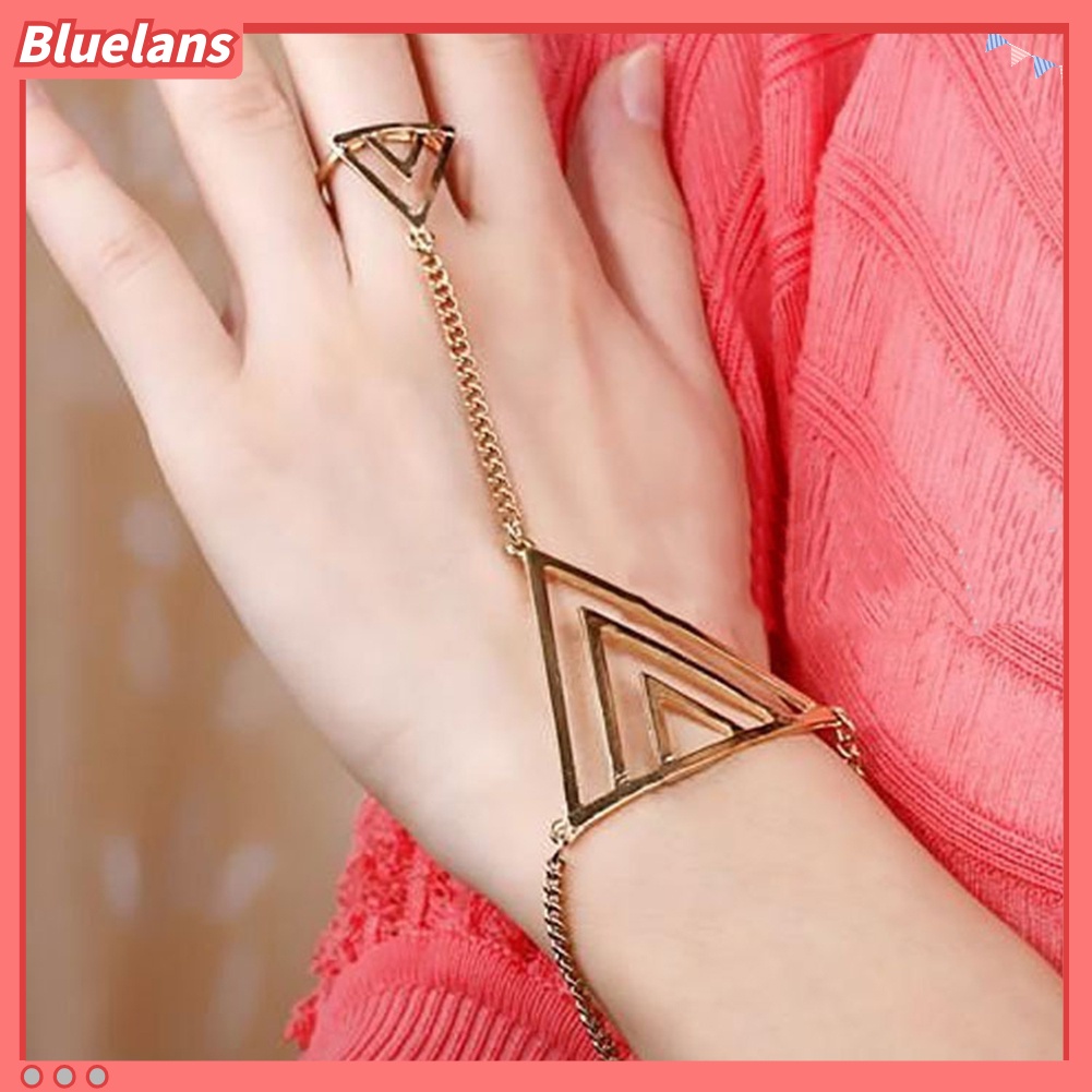 Bluelans Women Fashion Triangle Charm Slave Ring Chain Harness Bracelet Punk Jewelry